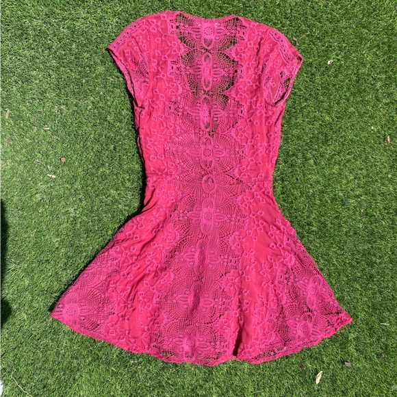 For Love And Lemons Sienna Mini Dress Burgundy Size Small - Picture 3 of 5